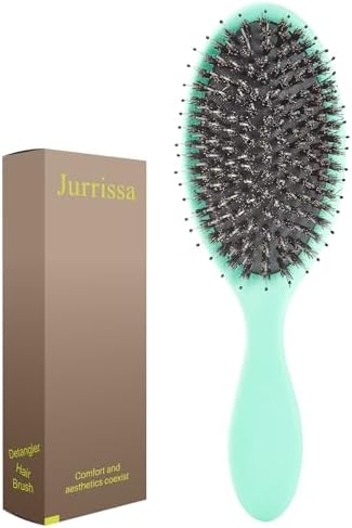 Boar Bristles Hair Brush for Women and Men, Detangling Hair Brush for Smoothing Massage Add Shine, Nylon&Boar Bristles Detangler brush for Hair Healthy (1 Pack-MintGreen) by aestheticspracticality
