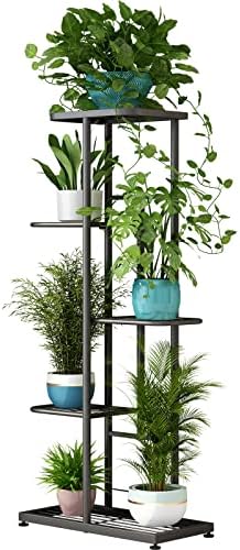 LINZINAR 5 Tier Plant Stand Indoor Outdoor Metal Flower Pot Display Shelf by LINZINAR