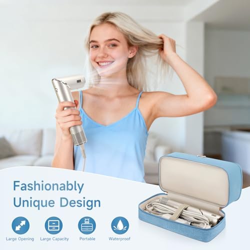 Travel Hair Dryer Case for Shark Flexstyle, Double-Layer Carrying Case for Shark Flex Style Blow Dryer, Portable Hair Tools Storage Organizer Bag for Shark Beauty Hairdryer Attchments (Misty Blue) - Image 3