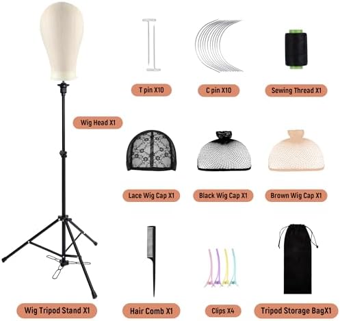 HYOUJIN Wig Stand with 23“ Mannequin Head,With Foot Panel for Making - Image 2