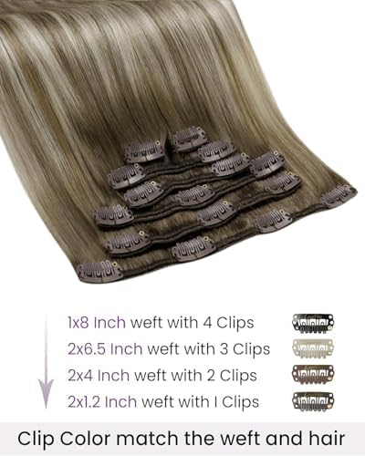 LaaVoo Human Hair Clip In Extensions, For Prom, 22 Inch - Image 2