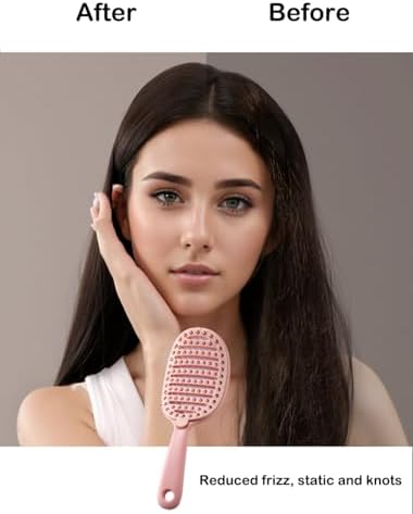 Self Cleaning Hair Brush, Easy Clean Vented Detangling Brush (Pink) - Image 5