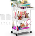 Goovilla 3 Tier Rolling Utility Cart Organizer with Removable Drawer, White by Goovilla