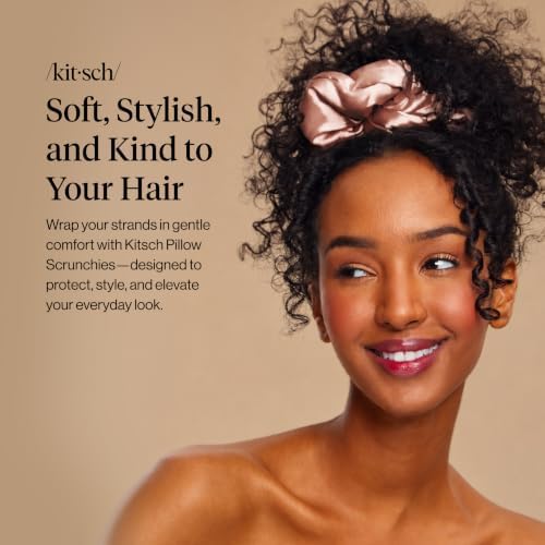 Kitsch Pillow Satin Scrunchies for Women - Blush, 4pcs - Image 3