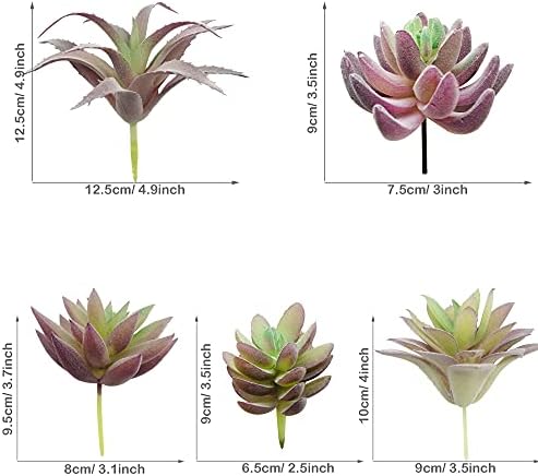 Woohome 25 PCS Artificial Succulent Plants, Purple Fake Succulent Unpotted Faux Succulent Assortment in Flocked in Different Type for Birthday Home Decor Indoor Wall Garden DIY - Image 4