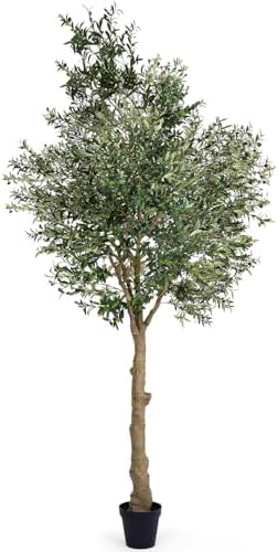 Artificial 10FT Olive Tree Indoor, Tall Faux Olive Tree with White Planter by JOCOEVOL