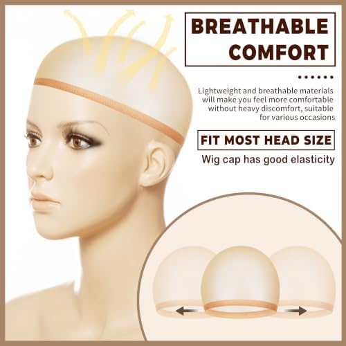 Seifar Wig Caps, Mesh Nylon Stocking Hair Nets, Breathable Wig Caps for Halloween Cosplay Costume,，12 - Image 3