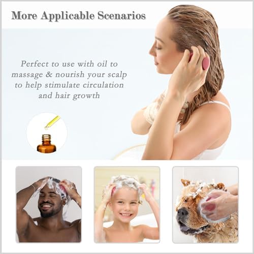 FREATECH Massager Shampoo Brush with Soft Silicone Bristles for Scalp Care, Shower Hair Scalp Scrubber Exfoliator for Dandruff Removal and Hair Growth, Wet & Dry for Men, Women and Kids, Red - Image 6