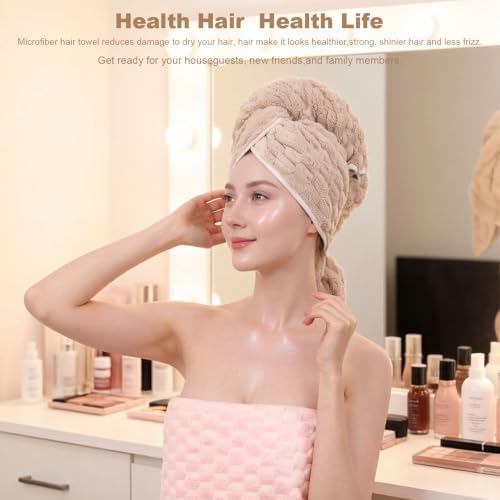 Super Soft Microfiber Hair Towels 2-Pack Lage Size (24x42 inch) for Girls - Image 2