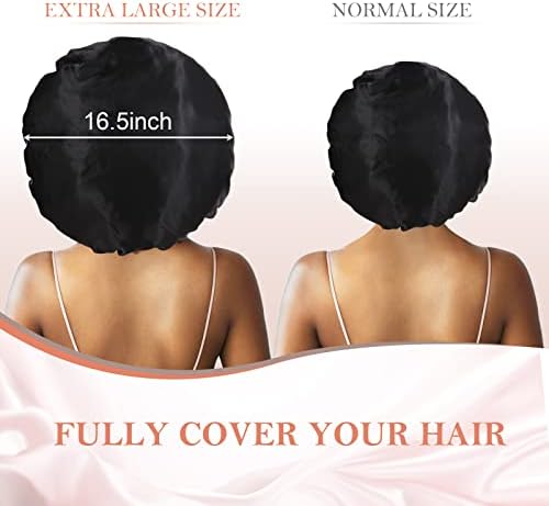 3Pcs Bonnets for Sleeping, Extra Satin Silk Bonnet for Sleeping Women with Tie Band for Curly Hair Jumbo Bonnet Braids - Image 2