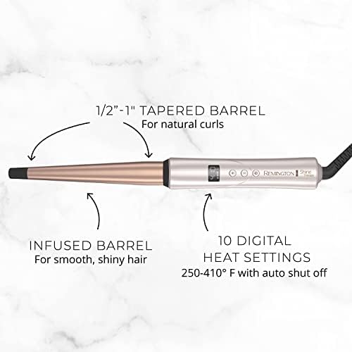 Remington Shine Therapy Argan Oil & Keratin Infused ½-1 Inch Tapered Curling Wand for Natural Curls, Includes Heat Glove - Image 3