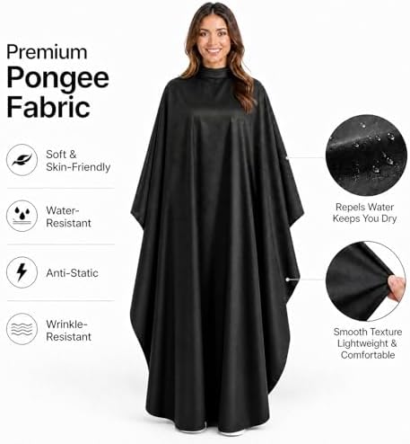 Professional Salon Barber Cape, Waterproof Polyester Hair Cutting Cape, Silicone Neckline, Snap Button Colla, Extra Large - Image 5