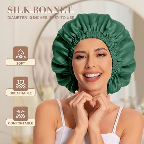 Edoneery Satin Bonnet for Sleeping Women, Double Layer Curly Hair Cap - Image 2