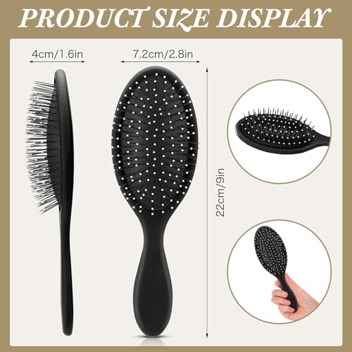 Nuenen 6 Pcs Wet Detangling Hair Brush, Dry Soft Bristle, Black - Image 2
