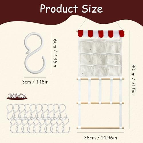 Headband Holder Bows Organizer for Girls | High Capacity Wall Mounted Hair Accessories Organizer Holder for Hair Bows & Clips | Girls Room Wall Decor (Red) - Image 2