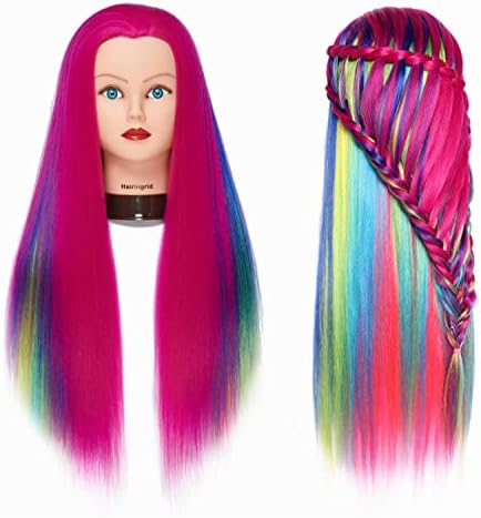 Hairingrid 26"-28" Mannequin Head Hair Styling Training Head Manikin Cosmetology Doll Head Synthetic Fiber Hair and Free Clamp Holder (R71919W0320) by Hairingrid