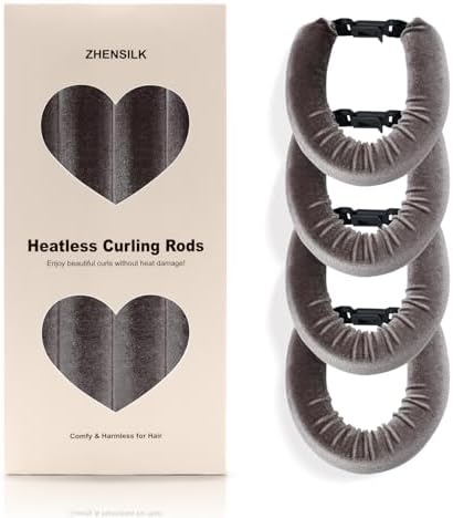 Heatless Hair Curler Set – 4PCS Velvet Overnight Blowout Rods for Heatless Curls, Jumbo Flexible Curling Rods to Sleep In, No Heat Curling Tools for Natural Waves and Curls Brown by ZHENSILKFocusonhaircare