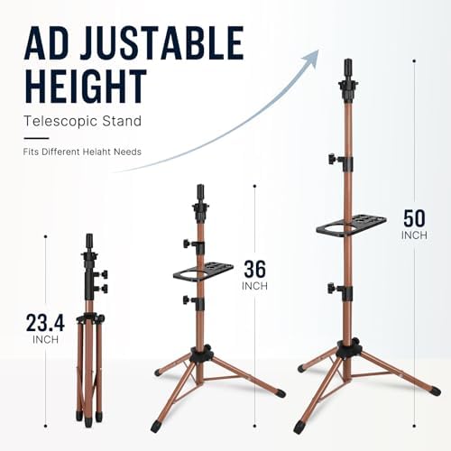 AliLeader Wig Stand Tripod with Tray 50 Inch Mannequin Head Stand Adjustable Wig Head Stand Wig Tripod Stand for Training Heads and Canvas Block Head (Mannequin Head Not Included,Latte) - Image 2