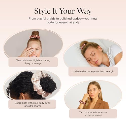 Kitsch & Disney Satin Scrunchies for Women - 2 Pcs, Desert Crown - Image 5