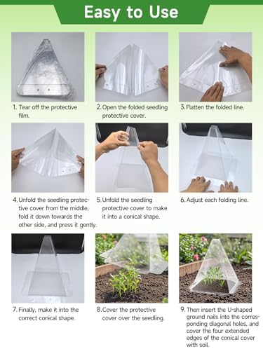10 Pack Garden Cloches,Clear Reusable Plant Bell Covers,7.8"x11" - Image 6