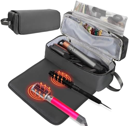 Hair Tools Travel Bag with Heat Resistant Mat Hair Styling Accessories Storage Case for Hair Dryer Flat Iron Straightener Curling Iron Haircare Accessories Travel Essentials for Women by FAMOPLAY