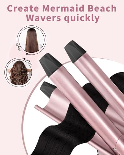 6 in 1 Curling Iron, Curling Wand Set with 3 Barrel Hair Crimper and 5 Interchangeable Ceramic Hair Curler (0.35"-1.25”), Instant Heat Up 2 Temp Wand Curler, Include Heat Protective Glove & 2 Clips - Image 3