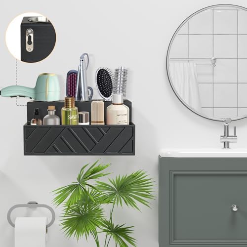 Hair Tool Organizer Wall Mounted, Hair Dryer Holder, Bathroom Countertop Organizer for Bathroom Accessories, Blow Dryer Organizer for Curling Iron, Hair Styling Tools, Vanity Organizer for Makeup - Image 4