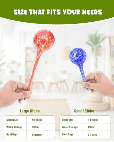 Iridescent Self Watering Globes, Glass Rainbow Plant Watering Globes, Self Watering Planter Insert, Automatic Plant Waterer Indoor (Large-6 Pcs Multi-Color) - Image 6