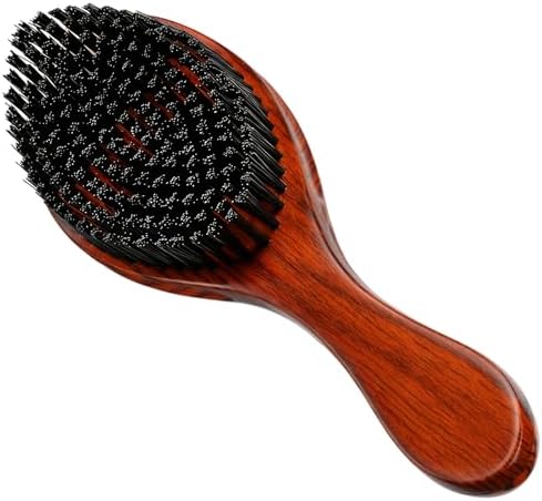 Handle Brushes for 360 Waves - Hard Wave Hair Brushes Wave Styler Great for Wolfing Wave Styler Brush Great for Black Hair - Boar & Nylon Bristle Curve Wave Brush for Barbers & Daily Use (Red) by Goiple