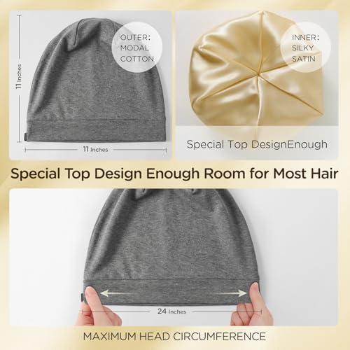 2Pcs Satin Lined Bonnet for Sleeping for Women Men - Image 4
