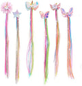 Little World 6 Pcs Rainbow Hair Extensions, Unicorn Hair Clips for Girls' Ponytails - Colored Accessories by LittleWorld
