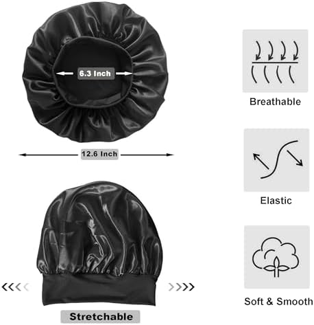 12 Pieces Silk Bonnet for Women Curly Hair Satin Bonnet Hair Wrap for Sleeping Cap with Tie Band (Leopard) - Image 5