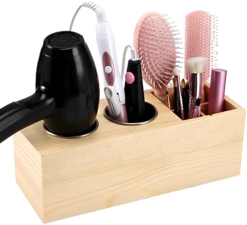 Hair Dryer Holder and Tool Organizer, Wood, Log Color by RAIKEDR