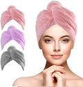 URAQT Microfiber Hair Towel Wrap for Woman, 3 Pack Hair Turbans for Wet Hair, Quick Dry Hair Turban for Drying Curly Long Thick Hair by URAQT