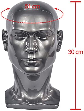 FanLin Male Mannequin Head Professional Manikin Head for Display Wigs Hats Headphone Mask Sunglasses Jewelry and Scravat Display Stand (Bright Gray) - Image 4