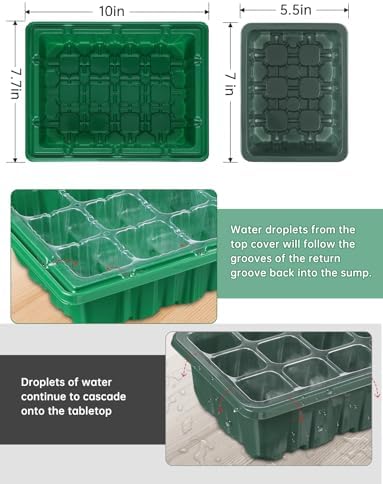 Seed Starter Tray Medium Size 4 Packs, Seed Starter Kit with Upgraded 24 Full Spectrum LEDs, Adjustable Brightness and Timer, with Drainage Holes, Tools and Labels for Indoor Plant Growing - Image 5
