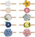 DRESHOW BQUBO Baby Girl Headbands with Flower Nylon Hairbands Handmade Hair Accessories for Newborn Infant Toddlers 10 Pack by DRESHOW