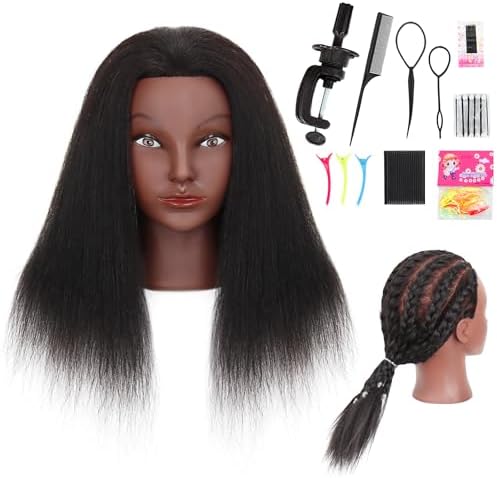 14" Mannequin Head Human Hair for Braiding Styling with stand by MannequeenHead