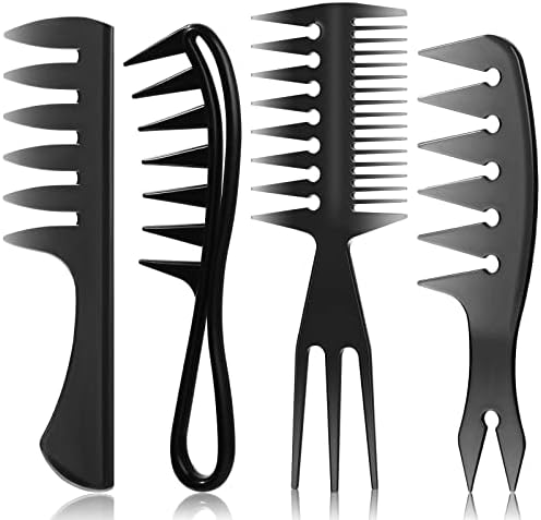 Sieral 4 Pcs Hair Styling Combs Set Wide Tooth Texture Combs, Classic;Black by Sieral