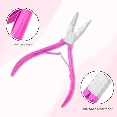 Hair Extension Pliers for Bead Extensions, Pink, Micro Links Tool - Image 3
