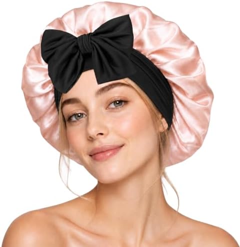 Silk Bonnet for Sleeping Satin Hair Bonnet Double Layer Adjustable Sleep Cap with Elastic Tie Band by BESTCHOICEFORYOU%EF%BC%81