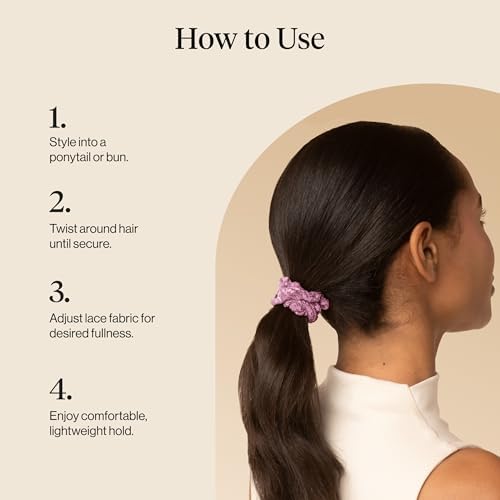 Kitsch Ruched Lace Hair Scrunchies For Women – Cherry Lacquer & Dusty Pink - Image 6
