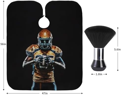 Professional Hair Cutting Cape with Neck Duster Brush, Waterproof Salon Barber Cape with Snaps, Barber Accessories (Football Players) - Image 5