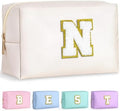 TOPEAST Preppy Stuff Cute Makeup Bag Small Cosmetic Bag Travel Toiletry Bag, Personalized Birthday Wedding Gifts for Mom Teacher Friends Bridesmaids, Preppy Travel Stuff for Girls (White N) by TOPEAST