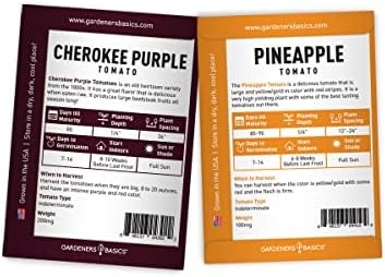 Gardeners Basics, 5 Rare Tomato Seeds for Planting Variety Pack Heirloom Tomato Seeds, Cherokee Purple, Black Krim, Pineapple, Green Zebra, Black Cherry, Determinate and Indeterminate & More, Non GMO - Image 3