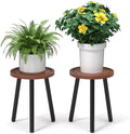 2-Pack Wood Plant Stands Indoor, 16.7" Tall Plant Stand Outdoor Mid-Century Plant Stool, Single Plant Table Modern Small Round Side/End Table for Living Room, Balcony, Office(Brown) by Unknown