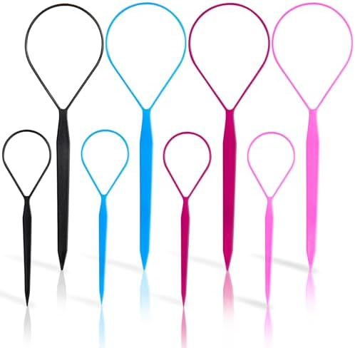 Topsy Tail Hair Tool Set, Ponytail Maker Loop Styling Tools, 2 Sizes, Multicolor, 8 Piece by Schembo