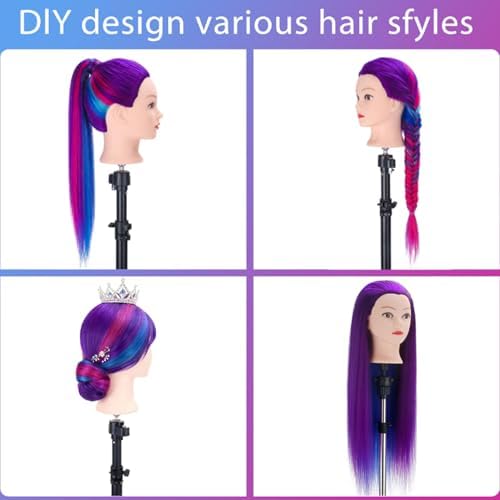 Mannequin Head with Hair, TopDirect 29" Training Head Hair Mannequin Manikin Head Cosmetology Doll Head Practice Styling Hairdressing Training Braiding Heads with Clamp Holder and Tool Set - Image 2