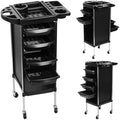 Salon Cart, 6-Tier Salon Trolley Cart with Wheels, Rolling Hair Salon-Organizer Station with 4 Casters, Beauty Salon-Equipment Storage for Stylist, Barber, 14.6" x 20.5" x 35.5" Black Oversi by diowewea