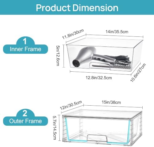 Vtopmart 2 Pack Large Clear Stackable Plastic Storage Drawers for Closet - Image 3